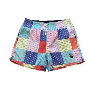 Southern Proper Swim Trunks Mens Multicolor Patchwork Nautical Print SIZE S
